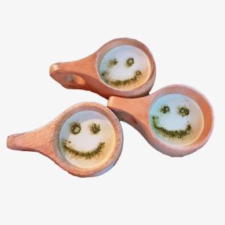 美食可爱笑脸抹茶双皮奶