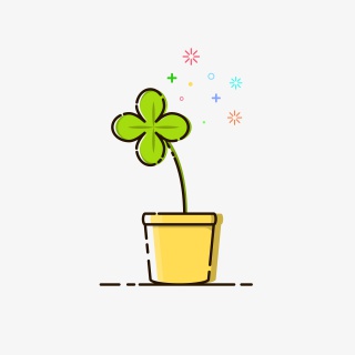 手绘矢量MBE四叶草植物