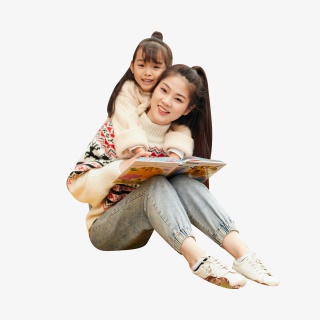 温馨母女看书