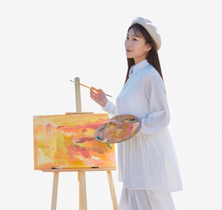 文艺清新美女油画写