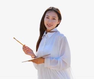 文艺清新美女油画写生