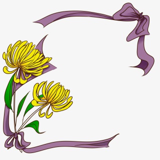 菊花彩带装饰边框插画