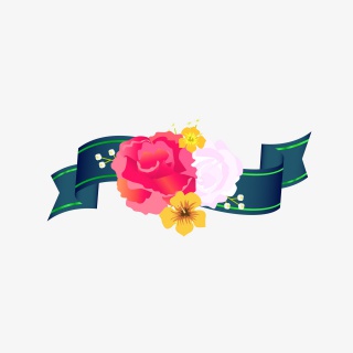 鲜花边框彩带装饰七夕