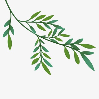 手绘绿色卡通叶子设计素材