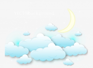 月亮白云夜空矢量素材