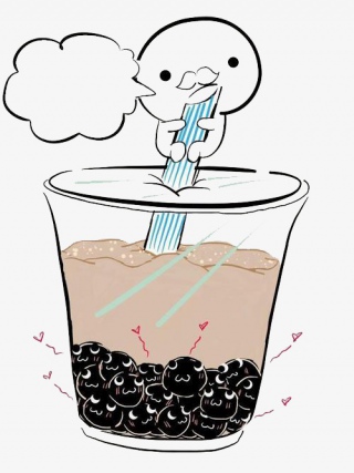 卡通红豆奶茶免抠素材