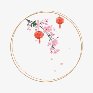 中国风红梅飘落边框
