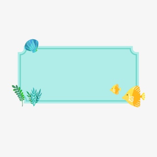 贝壳海鲜鱼类海草植物标签边框底纹