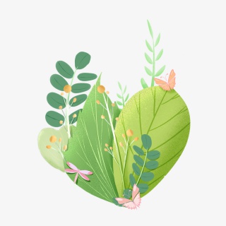 春季剪纸绿色叶子草丛