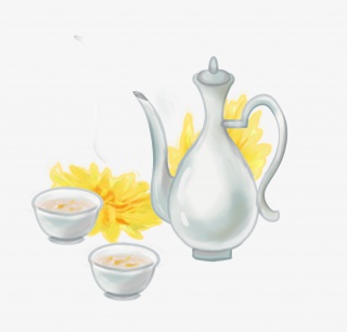 重阳古风菊花酒手绘PNG素材