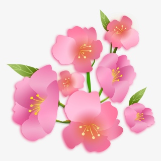 春天春暖花开文艺清新扁平桃花装饰