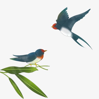 清明节水墨风燕子装饰