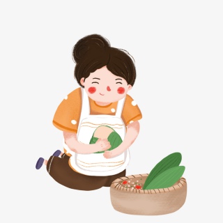 端午节卡通母亲包粽子