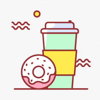 儿童节卡通奶茶甜甜圈矢量图