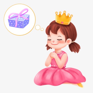 六一儿童节许愿收到礼物的女孩