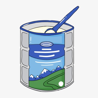 六一儿童节打开的奶粉罐装饰