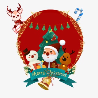 红色圣诞节圣诞老人节日背景元素