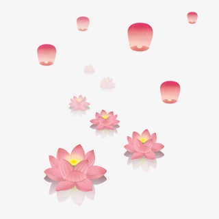 荷花灯天灯许愿祈福节日素材