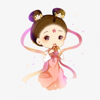 中秋节坐着吃月饼的仙女中秋