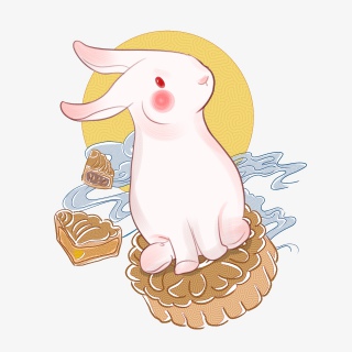 乘坐月饼的兔子