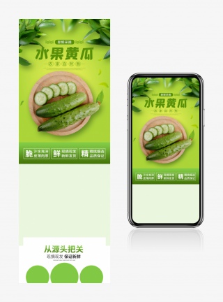 绿色时尚清新水果黄瓜蔬菜详情页设计素材