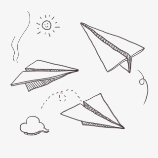 卡通手绘涂鸦纸飞机简笔画元素