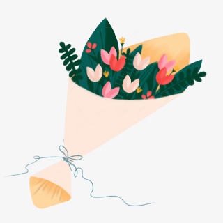 手绘情人节鲜花素材手捧花插画元素