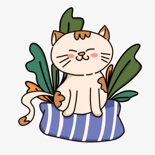 手绘卡通抱枕上的猫咪下载