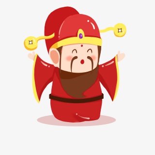 卡通手绘喜庆财神财神爷红色系