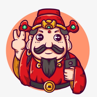 拿着手机的潮流财神