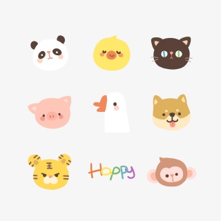 手绘卡通可爱小动物图标免抠矢量图