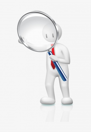 小白人拿着放大镜查询信息