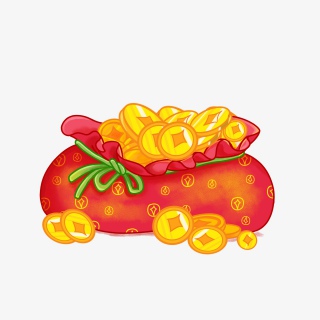 新年春节装饰卡通金币彩色插画元素