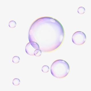 紫色渐变卡通透明漂浮装饰气泡元素