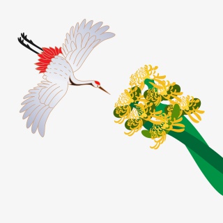 菊花和仙鹤中国风