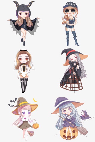 万圣节可爱卡通人物女巫
