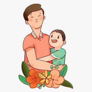 父亲节手绘爸爸和孩子插画装饰
