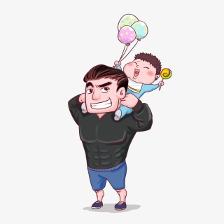 父亲节父子欢乐游玩卡通形象