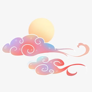 国潮七夕祥云月亮