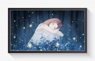 手绘森林里的女孩