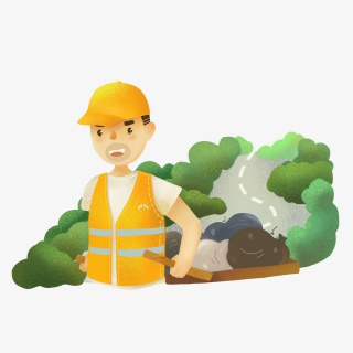 清扫保洁收运垃圾的男环卫工