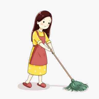 收拾家务的女孩