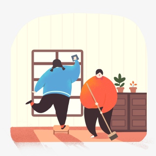 劳动节人物家务劳动扁平风免扣p