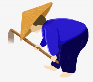 手绘工作劳作的农民
