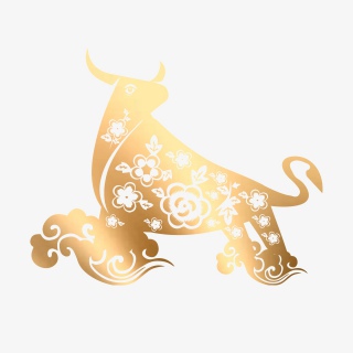 2021年牛年新年春节元旦元素金牛剪纸PNG素材