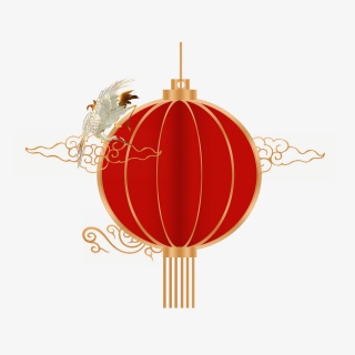 春节新年国潮元素灯笼装饰背景金色祥云金色鹤