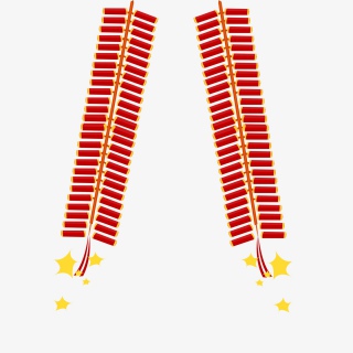 新春吉祥2021新年牛年鞭炮卡通元素