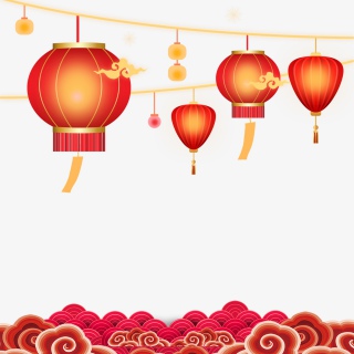元旦新年过年元宵节喜庆装饰背景祥云灯笼