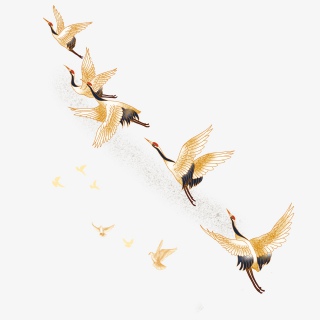 仙鹤春节中国风飞翔古典烫金大气插画装饰