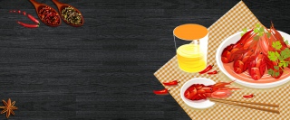 小龙虾促销黑色简约banner